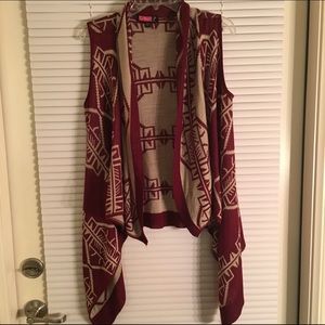 Draped open vest cardigan