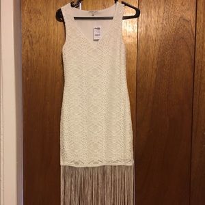White lace fringe dress