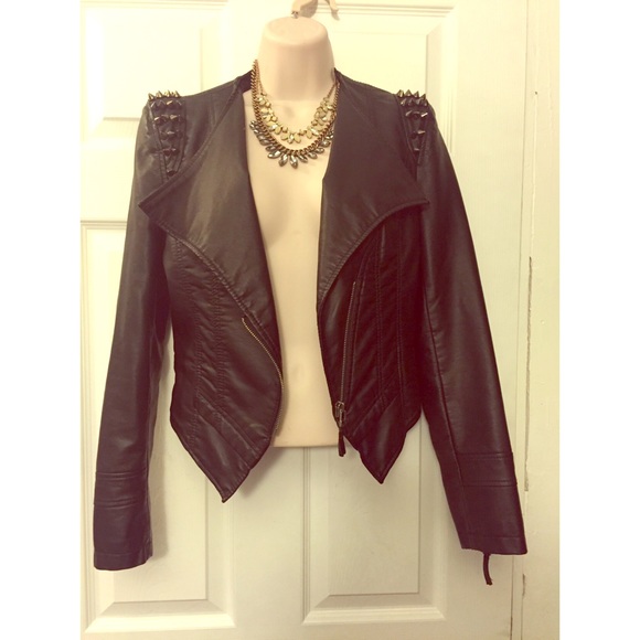 Studded faux leather jacket