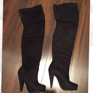 Black thigh high boots