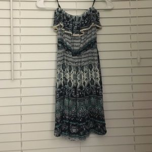 Strapless blue paisley dress!
