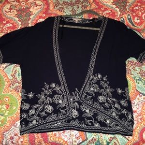 Navy floral cardi