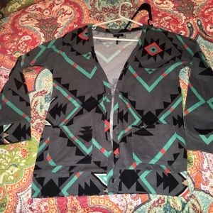 Aztec print cardigan