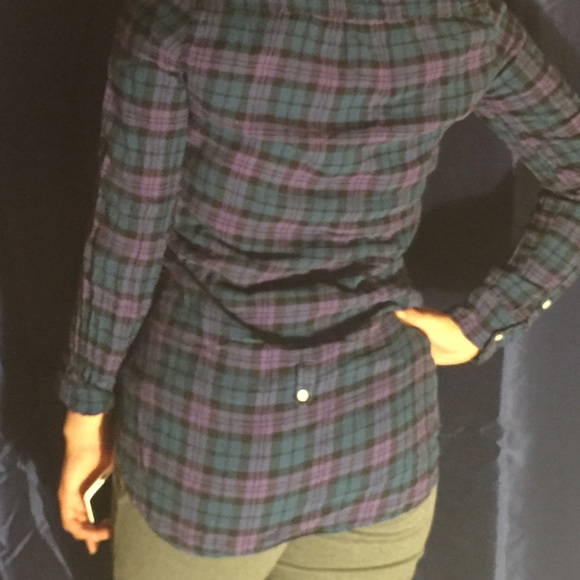 Purple & Blue Plaid American Eagle Outfitters Top