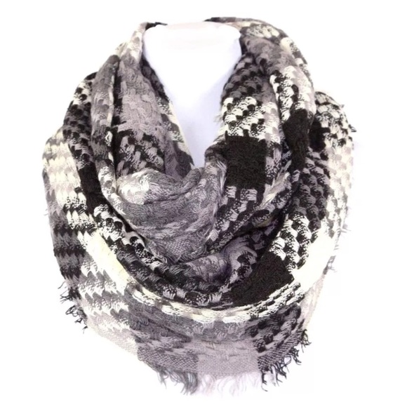 Boutique Accessories - Black & Gray Plaid Soft Infinity Scarf