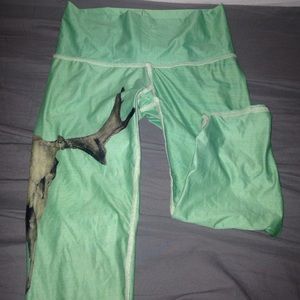 Teal deer medicine yoga pants
