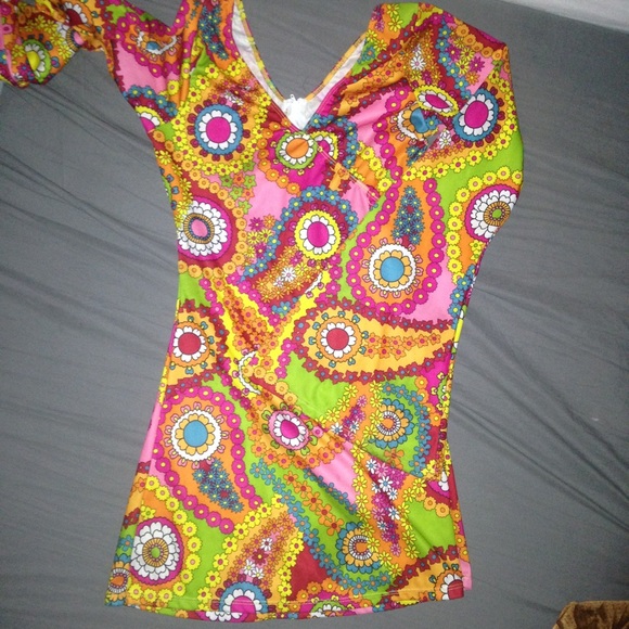 psychedelic bell sleeve dress