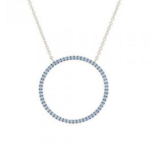 Blue Opal Simple Circle Necklace