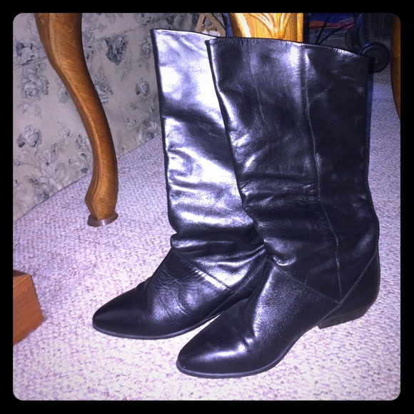 Black leather boots