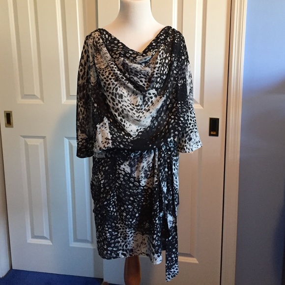 Shades of black silk belted dress