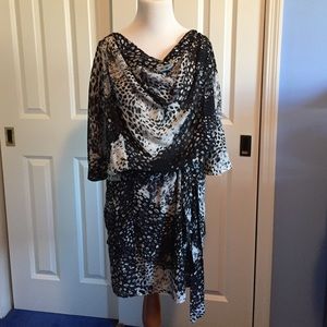 Shades of black silk belted dress