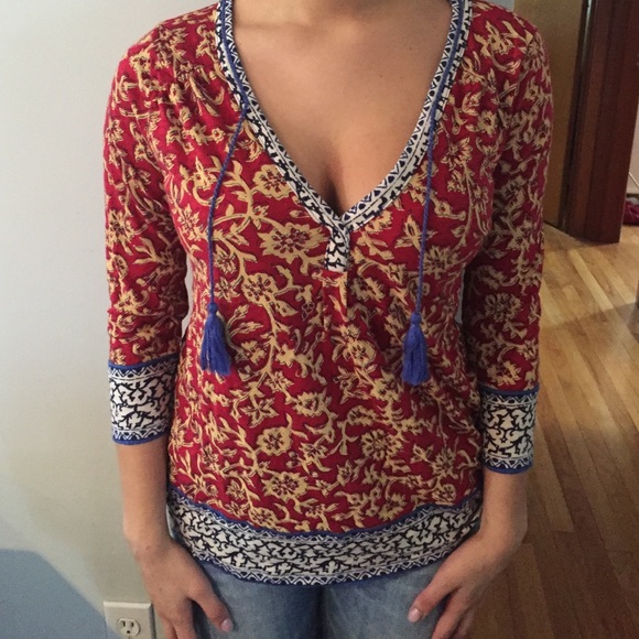 Lucky brand 3/4 sleeve peasant top