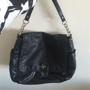 KATE SPADE black leather handbag.