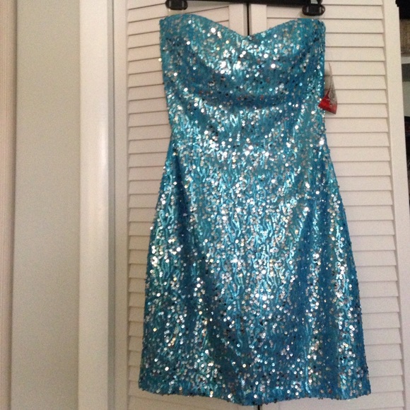 Beautiful sequence turquoise dress