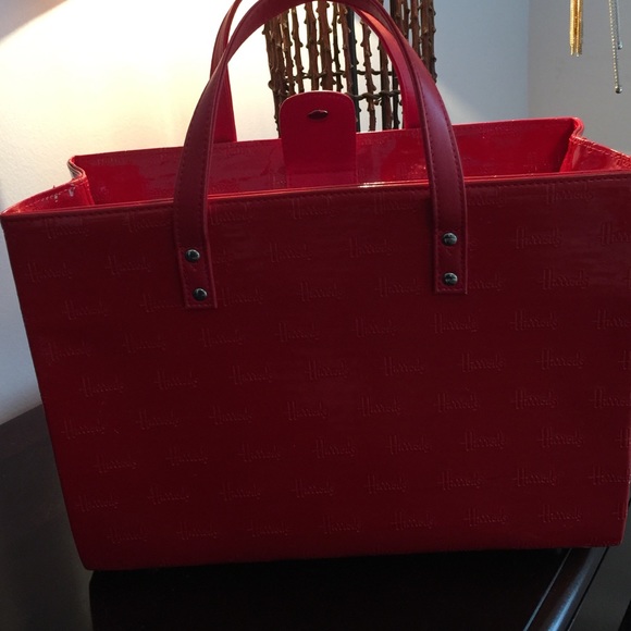 Red handbag from Harrods London