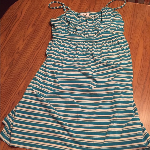 blue striped dress