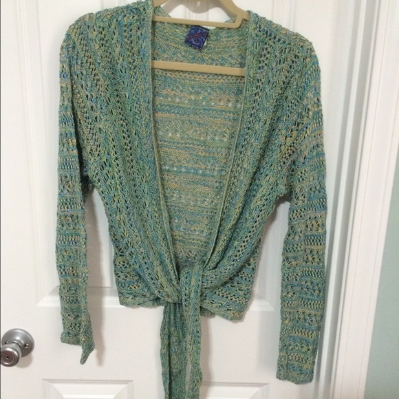 Green multi color shaw wrap crocheted