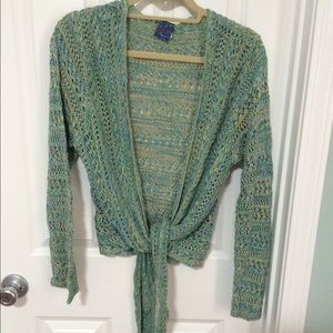 Green multi color shaw wrap crocheted