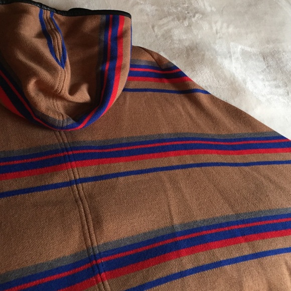 Hooded Poncho with Faux Leather Trim - Picture 4 of 4