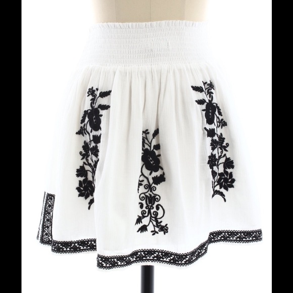 J. Crew Dresses & Skirts - J. Crew White/Black Embroidered A-Line Skirt