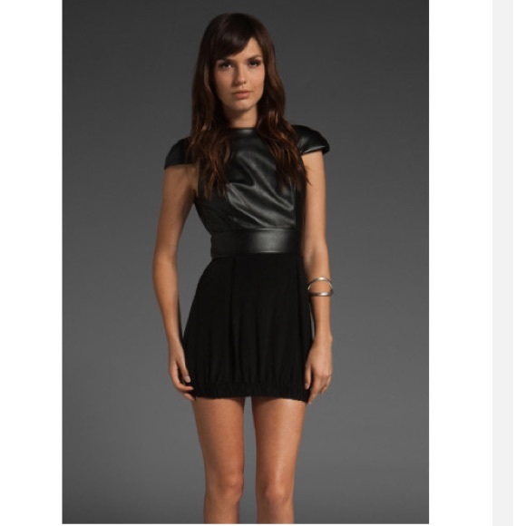 Naven Black Party Dress with Faux Leather