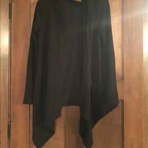 Hooded long open sweater
