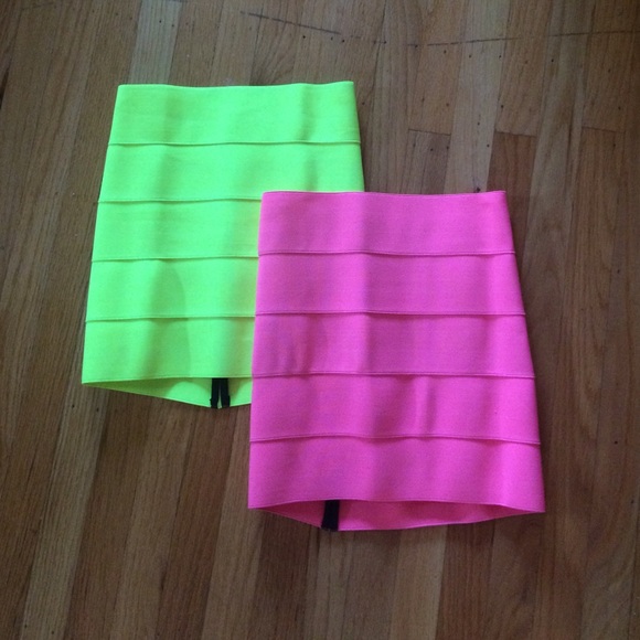 BUNDLE - 2 neon bandage mini skirts. NEVER WORN!