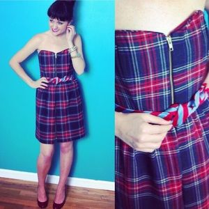 Corey Lynn Calter Tartan Plaid Strapless Dress 0/2