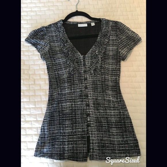 New York & Company Button Up Frilled Blouse