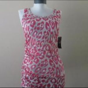 Pink and silver leopardprint tank by INC, medium