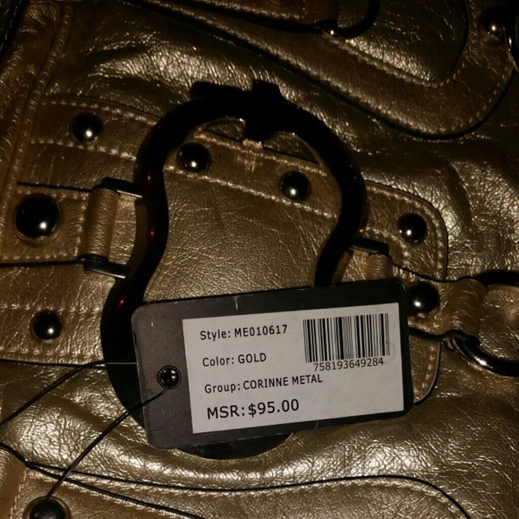 NEW Light Gold Leather Guess Handbag w/ pockets - Picture 3 of 4