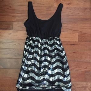 Black and silver sequin tank dress