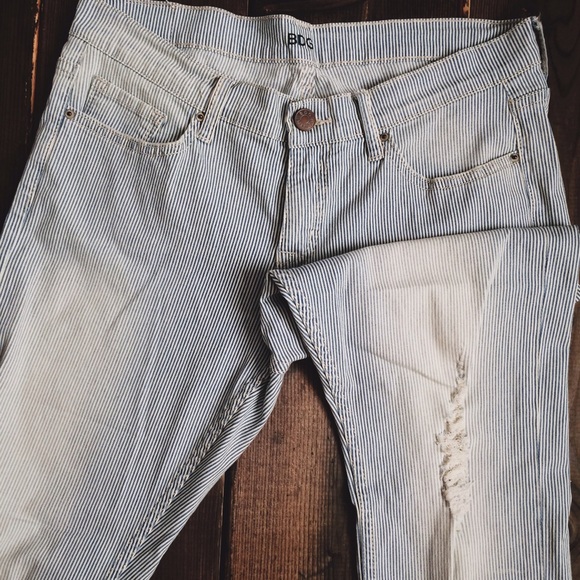 Distressed blue and white pinstripe BDG jeans