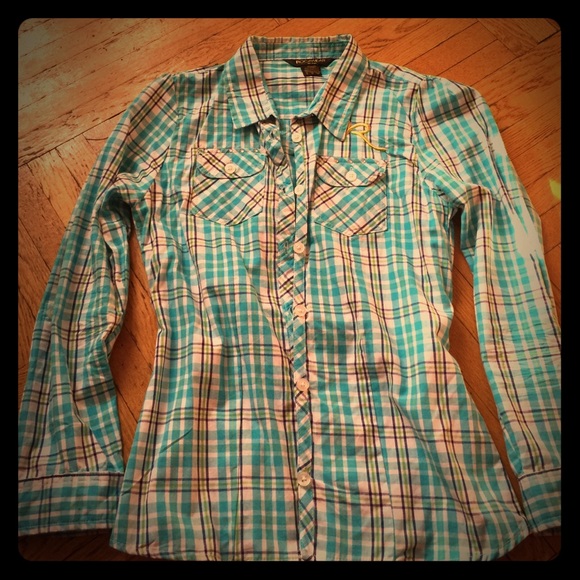 Bright plaid button down - Picture 1 of 4