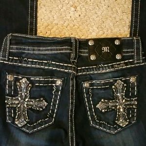 NWT Miss Me Jeans embellished flat back pockets 24