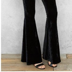 Velvet bell bottom pants