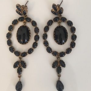 Stella and Dot black and gold chandelier earrings
