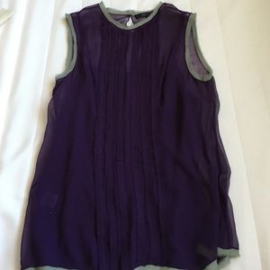 BCBGMAXAZRIA Silk Sheer Ruffle Blouse with Tank BCBGMAXAZRIA Silk Sheer Ruffle Blouse with Tank