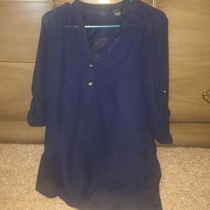 Navy three-quarter length blouse