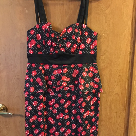 Dice peplum pencil dress