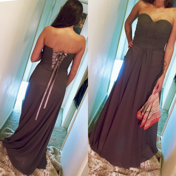 Long Strapless Sweetheart Lace-up Back Dress