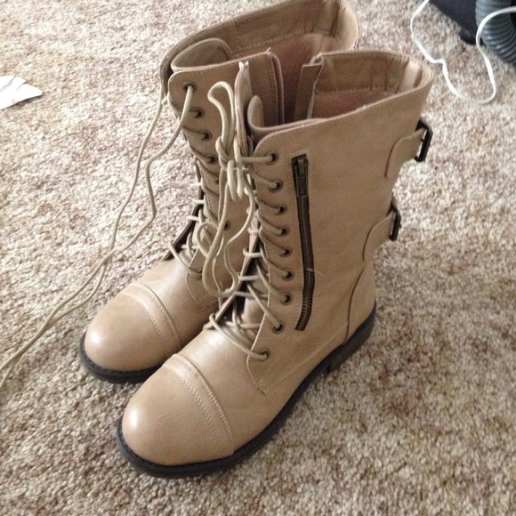 Tan combat boots