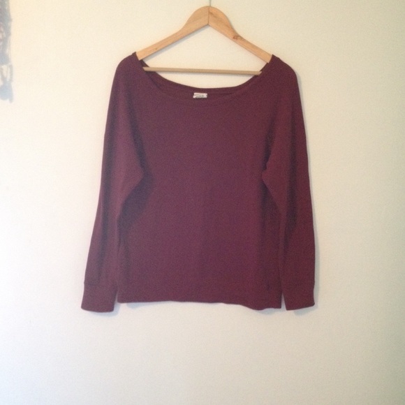 Full Tilt Sweaters - Maroon off the shoulder sweater