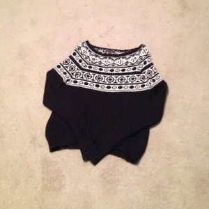 Black with white design sweater