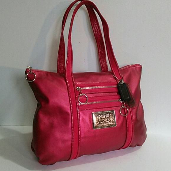 COACH~Metallic Fushia Poppy Glam Lrg ToteBag 13820