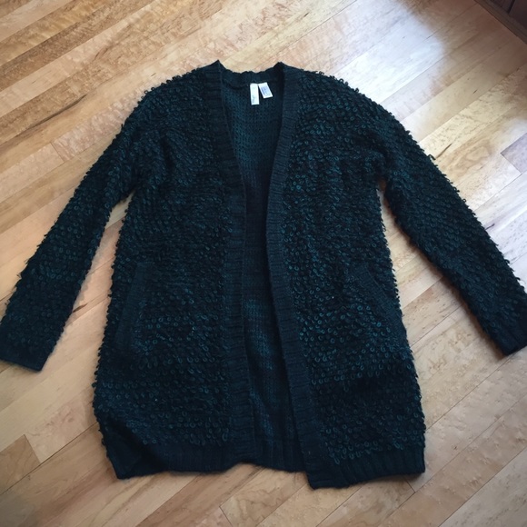 f21 green cardigan