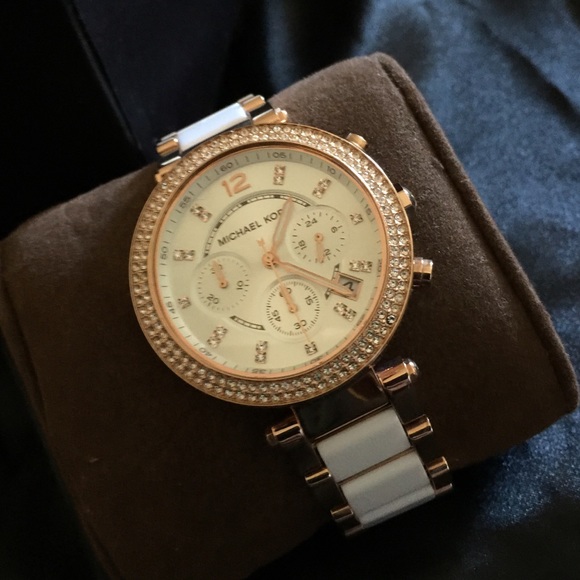Michael Kors Stainless Steel & White Enamel Watch - Picture 2 of 3