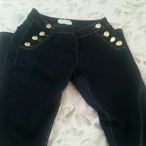 Dark with gold side buttons jeans