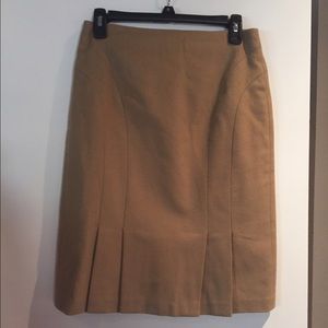 Wool camel colored pleated skirt