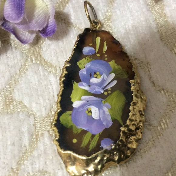 Hand painted stone Pendant